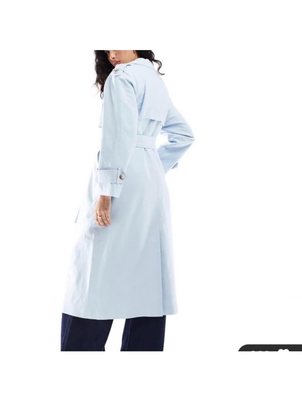 ASOS Light Blue Trench Coat with Waist Tie 12 NWT - Picture 3 of 4